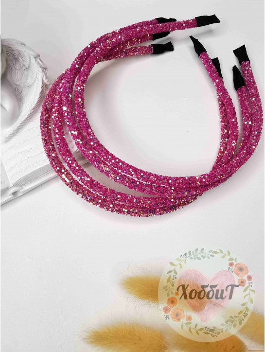 Ободок с крупными блестками (сиреневый)